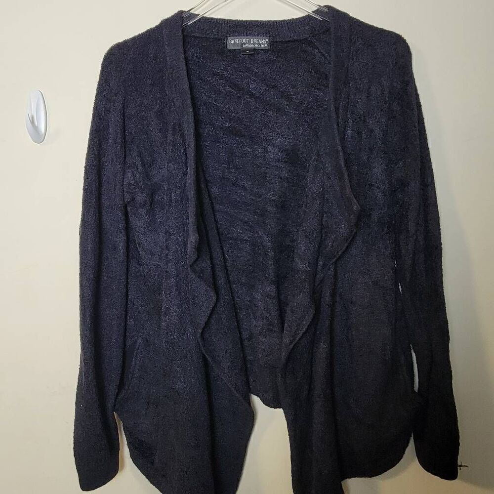 Barefoot Dreams Bamboo Chic Lite Cardigan Medium Navy Side Pockets Style 433